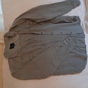 AEO L Vintage Boyfriend Green Button Up